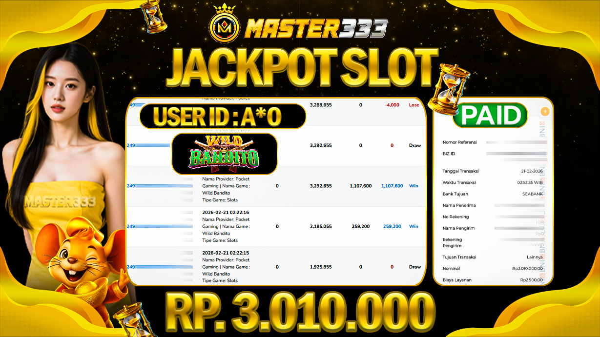JACKPOT 3.010.000 JUTA DI POCKET GAMING SLOT GAMES WILD BANDITO SAH LUNAS