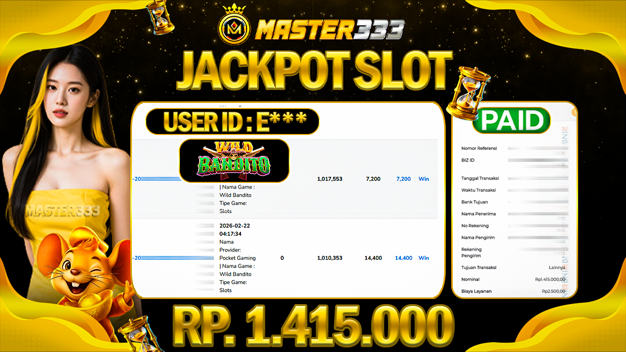 JACKPOT 1.415.000 JUTA DI POCKET GAMING SLOT GAMES WILD BANDITO SAH LUNAS