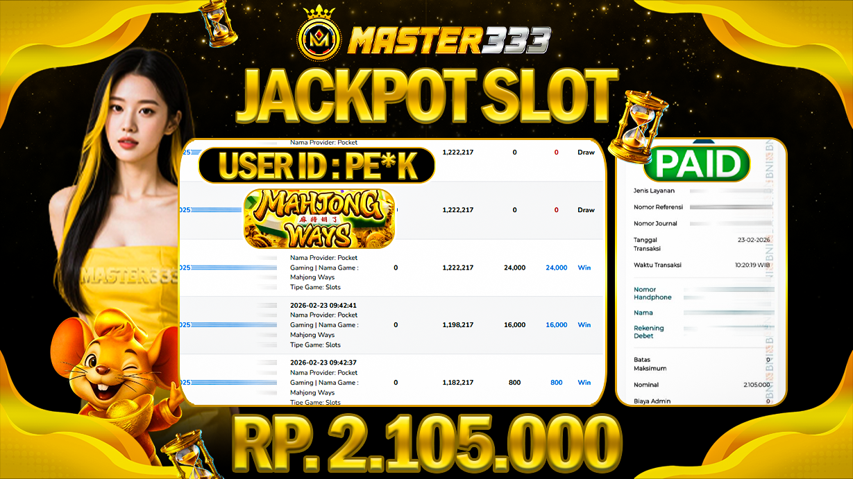 JACKPOT 2.105.000 JUTA DI POCKET GAMING SLOT GAMES MAHJONG WAYS 1 SAH LUNAS