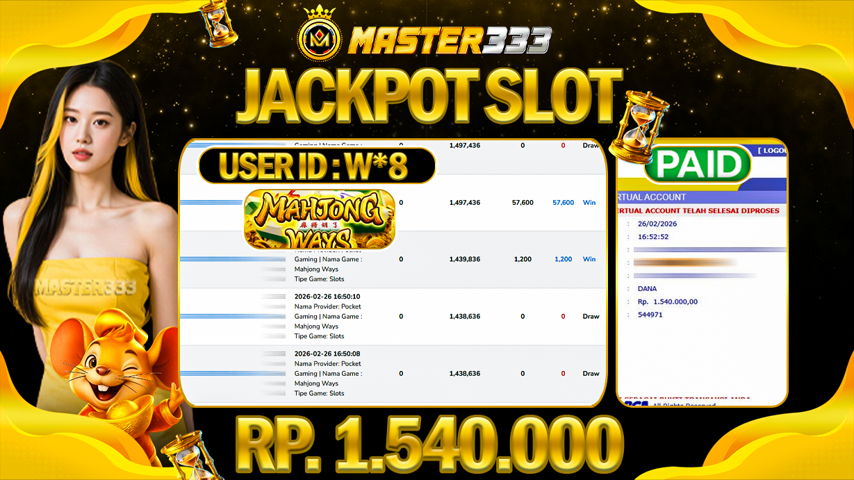 JACKPOT 1.540.000 JUTA DI PG SOFT SLOT MAHJONG WAYS 1 GATE SAH LUNAS