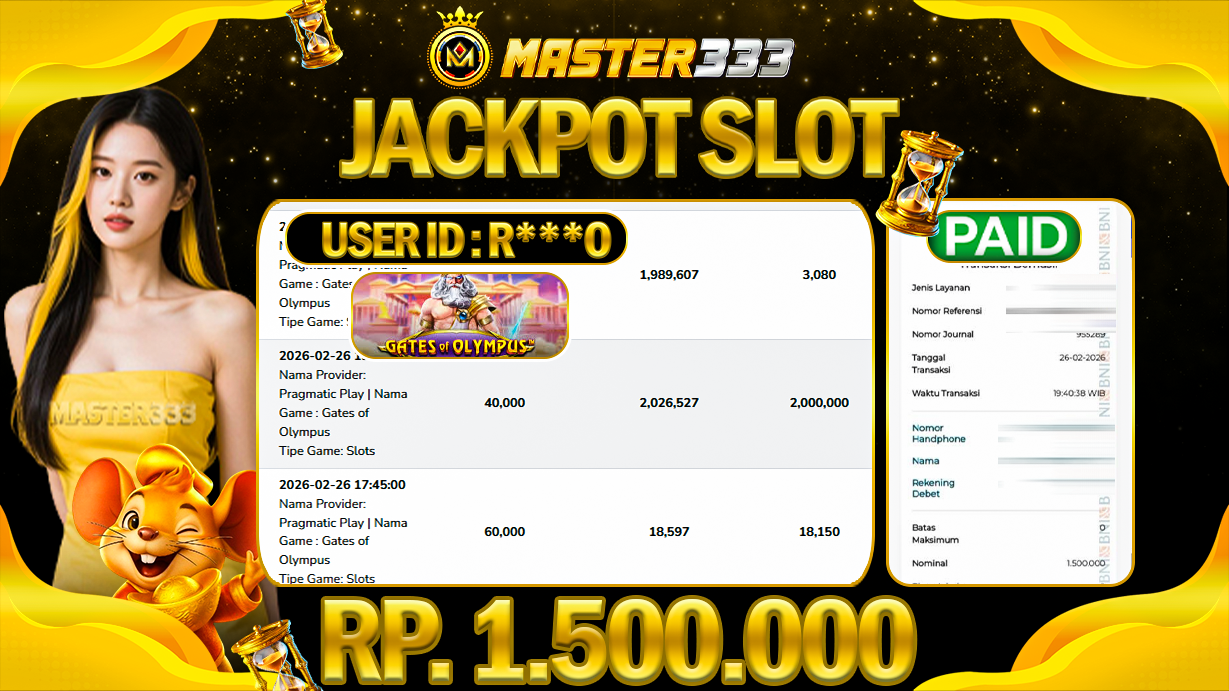 JACKPOT 1.500.000 JUTA DI PRAGMATIC PLAY SLOT GATES OF OLYMPUS GATE SAH LUNAS
