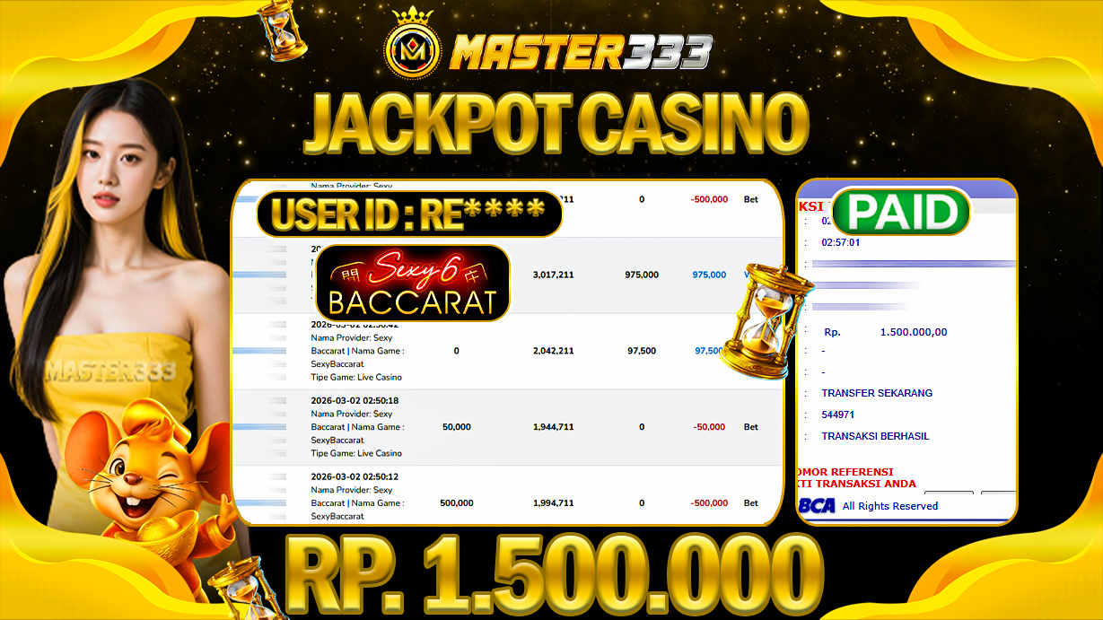 JACKPOT 1.500.000 JUTA DI LIVE CASINO GAMES BACCARAT SAH LUNAS