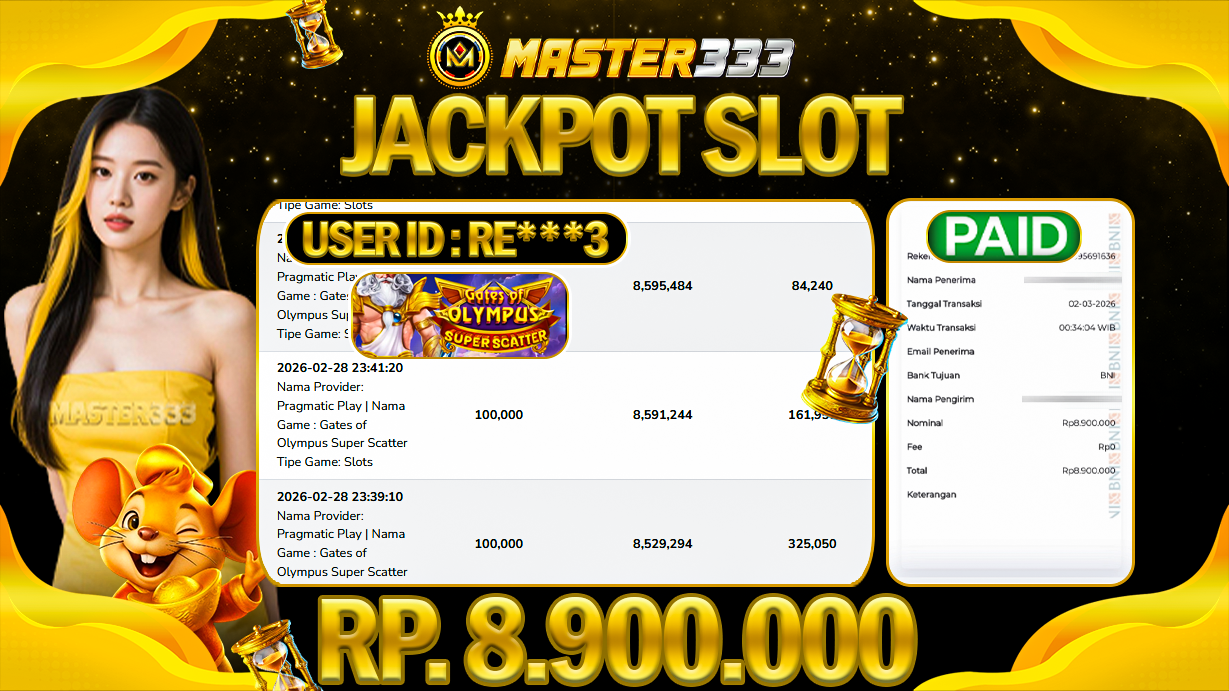 JACKPOT 8.900.000 JUTA DI PRAGMATIC PLAY GAMES GATES OF OLYMPUS SUPER SCATTER SAH LUNAS