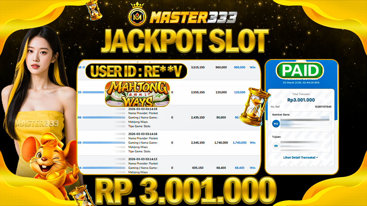 JACKPOT 3.001.000 JUTA DI SLOT PG SOFT GAMES MAHJONG WAYS 1 SAH LUNAS