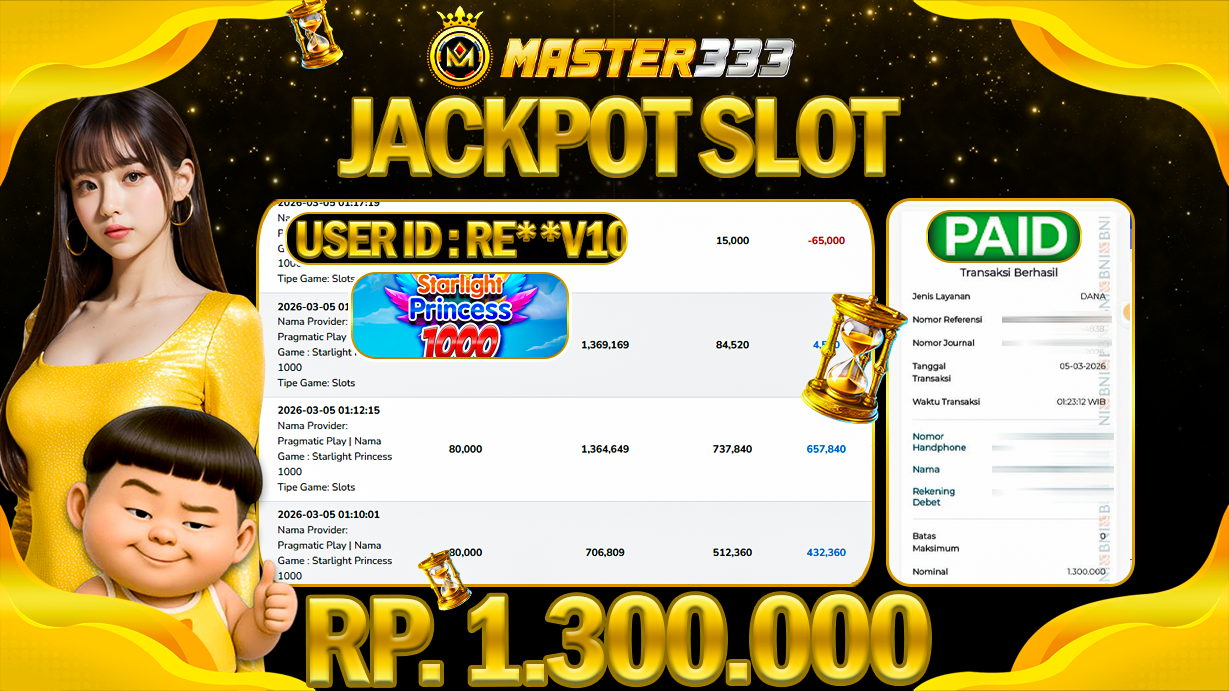 JACKPOT 1.300.000 JUTA DI SLOT PRAGMATIC PLAY GAMES STARLIGHT INCES 1000 SAH LUNAS