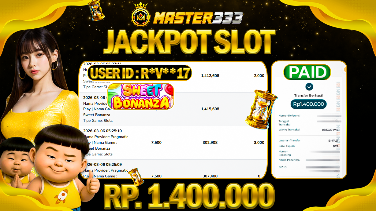 JACKPOT 1.400.000 JUTA DI SLOT PRAGMATIC PLAY GAMES SWEET BONANZA SAH LUNAS