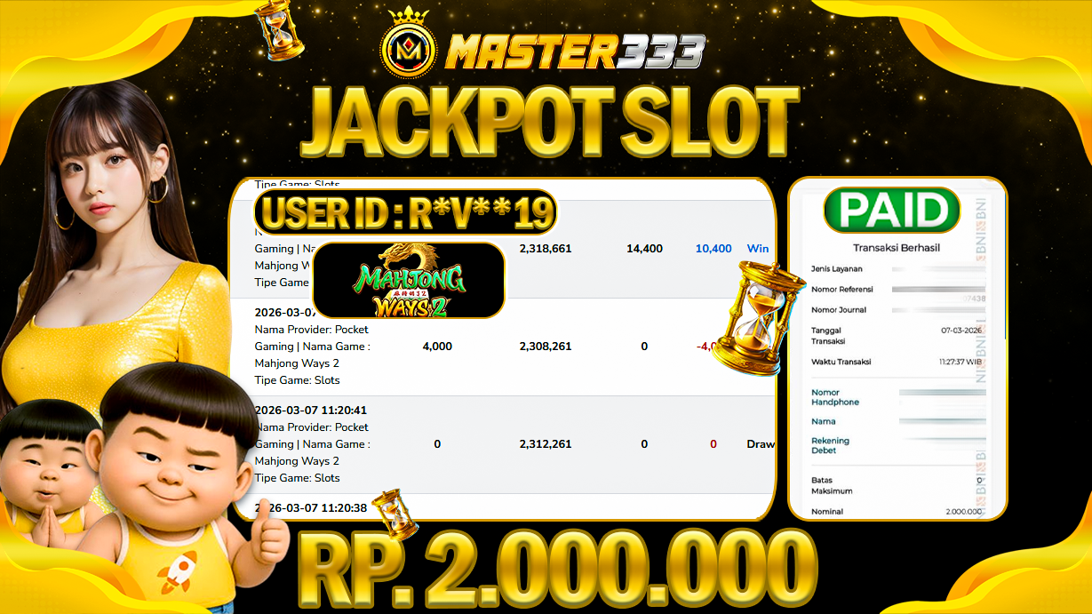 JACKPOT 2.000.000 JUTA DI SLOT PRAGMATIC PLAY GAMES MAHJONG WAYS 2 SAH LUNAS