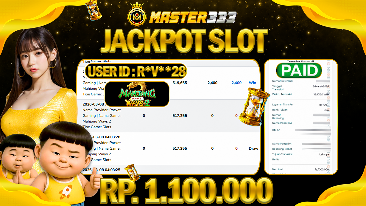 JACKPOT 1.100.000 JUTA DI SLOT PG SOFT GAMES MAHJONG WAYS 2 SAH LUNAS