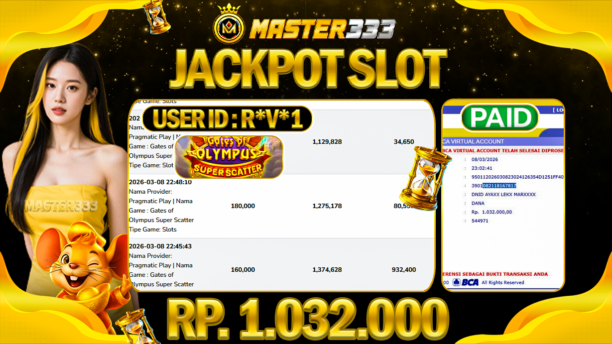 JACKPOT 1.032.000 JUTA DI SLOT PRAGMATIC PLAY GAMES GATES OF OLYMPUS SUPPER SCATTER SAH LUNAS