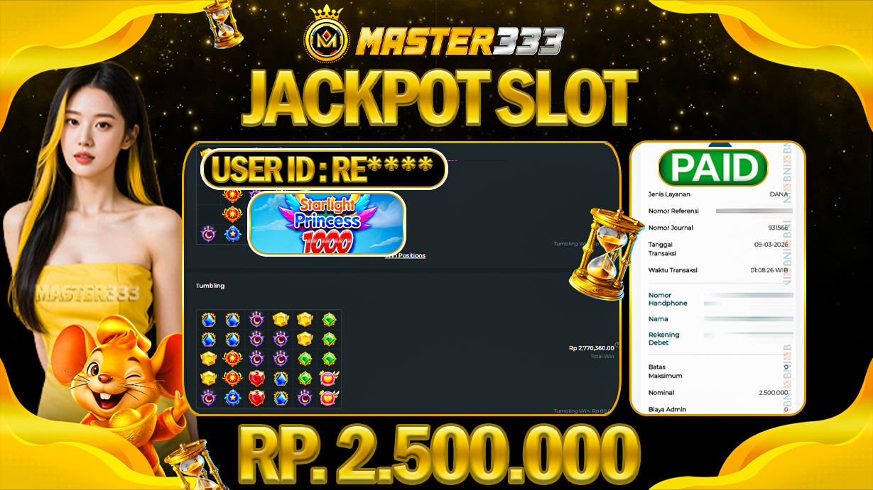 JACKPOT 2.500.000 JUTA DI SLOT PRAGMATIC PLAY GAMES STARLIGHT PRINCESS 1000 SAH LUNAS