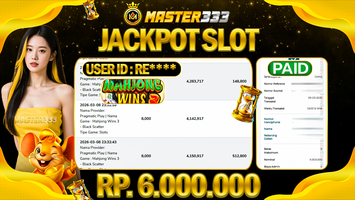 JACKPOT 6.000.000 JUTA DI SLOT PRAGMATIC PLAY GAMES MAHJONG WINS 3 BLACK SCATTER SAH LUNAS