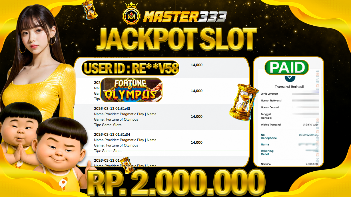 JACKPOT 2.000.000 JUTA DI MASTER333 LANGSUNG DI BAYAR LUNAS