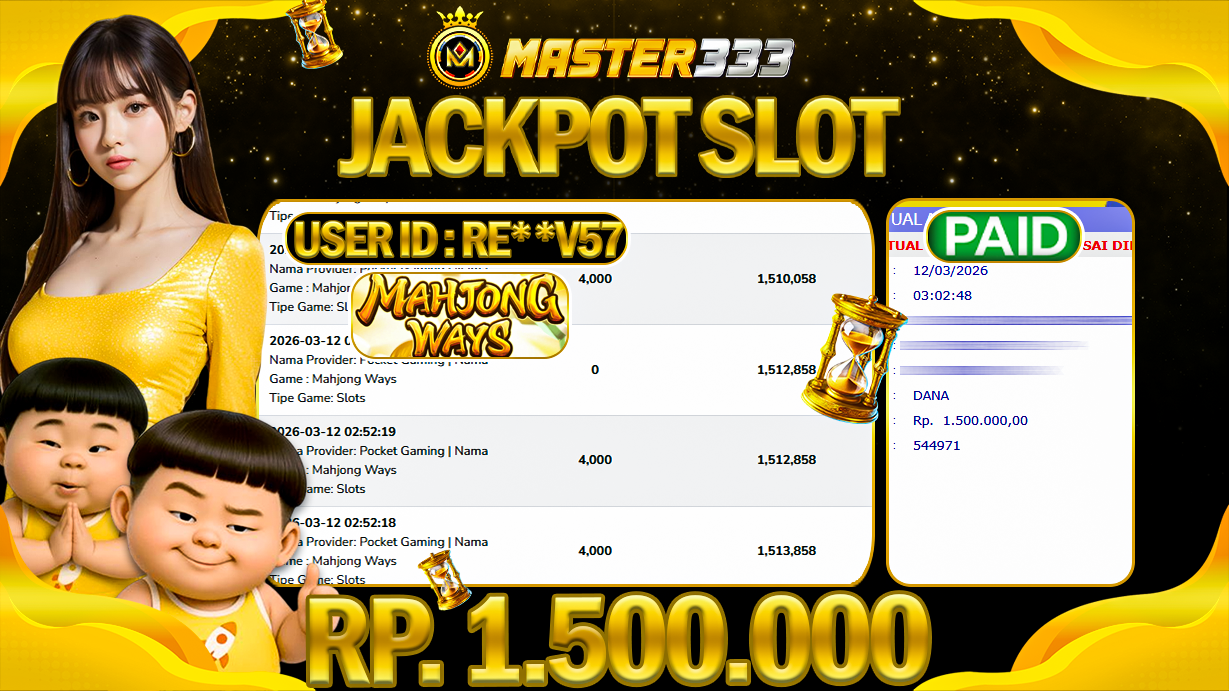 JACKPOT 1.500.000 JUTA DI MASTER333 LANGSUNG DI BAYAR LUNAS