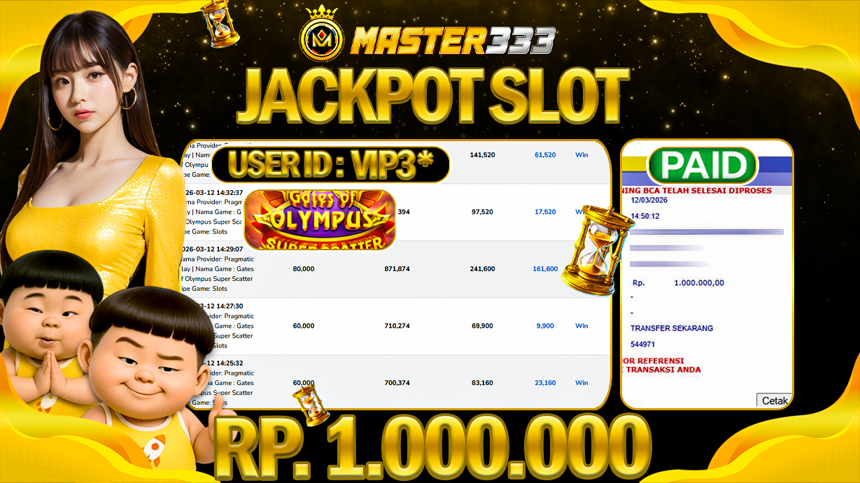 JACKPOT 1.000.000 JUTA DI MASTER333 LANGSUNG DIBAYAR LUNAS