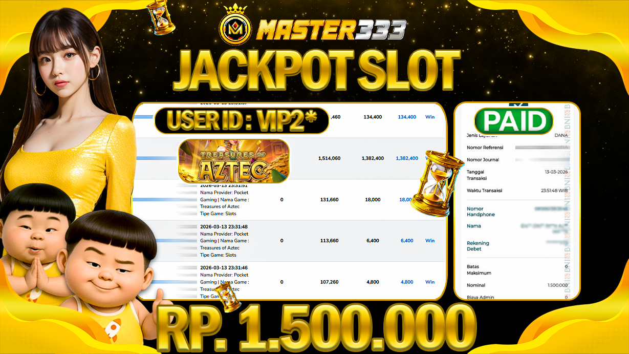 JACKPOT 1.500.000 JUTA DI MASTER333 LANGSUNG DIBAYAR LUNAS
